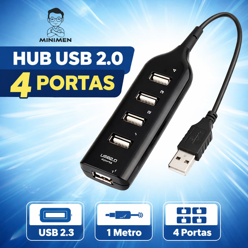 Hub com 4 Portas MULTI USB 2.0 MINIMEN