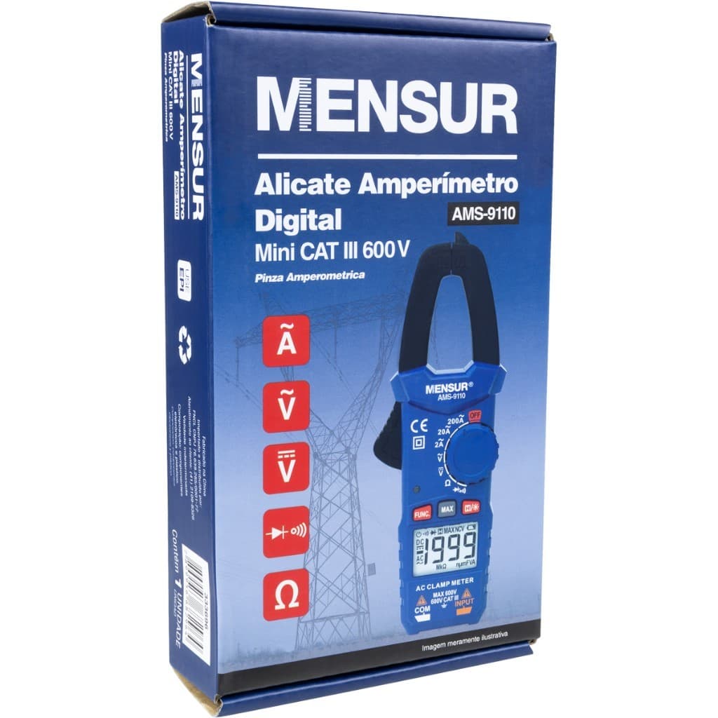 ALICATE AMPERIMETRO DIGITAL CAT III 600V MENSUR