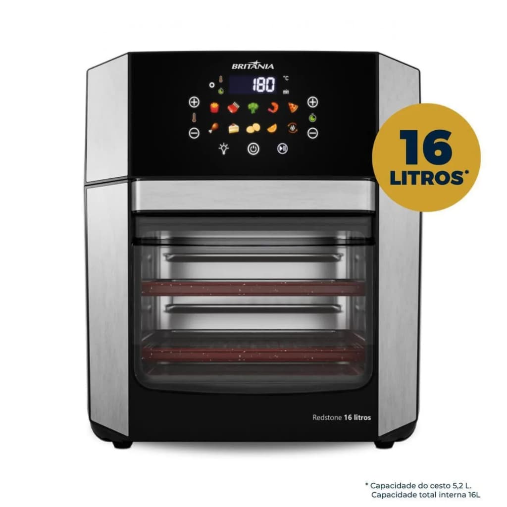 Air Fryer Oven Britânia 16L 4 em 1 Porta Removível BAF16A 220V