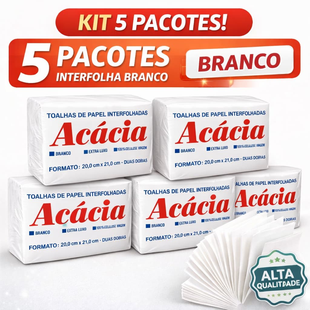 5 Pacotes de papel toalha interfolha 5000 folhas