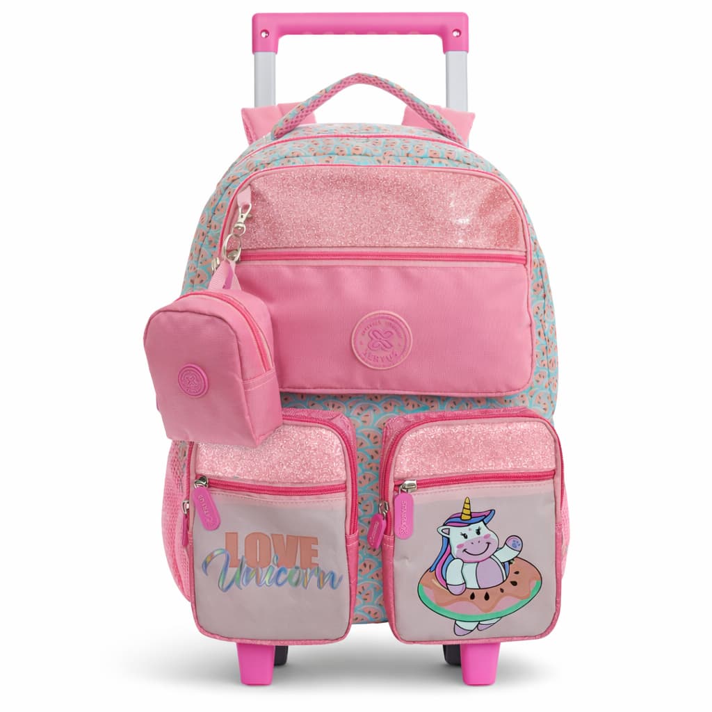 Mochila Rodinhas Escolar Petit Melancia Juvenil Com Chaveiro