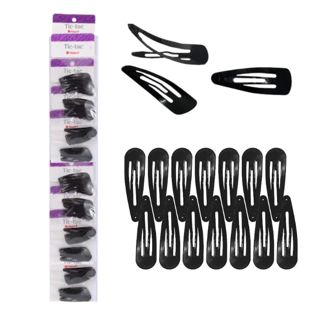Kit Presilha Tic Tac Preta 5cm 10 Embalagens De 6 Unidade