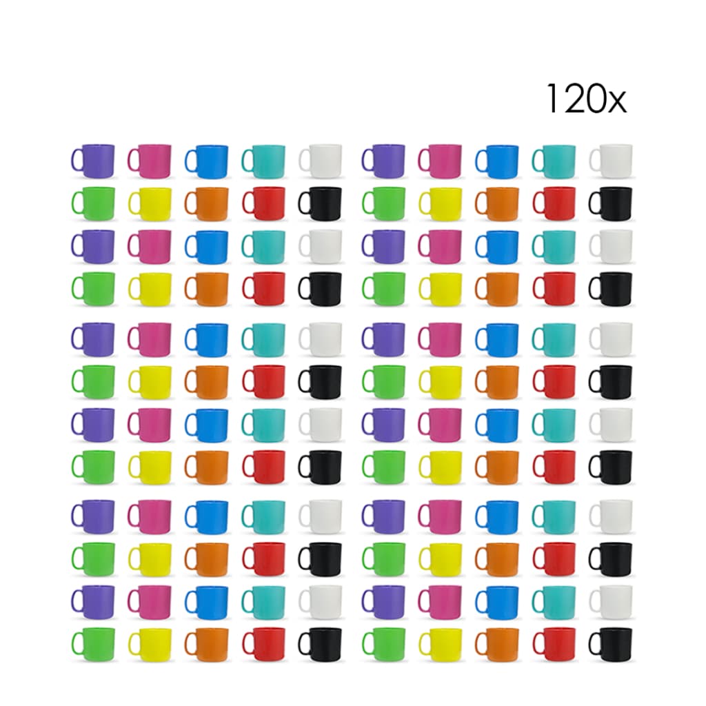 Kit Com 120 Canecas Plástico Cor Viva Festa Creche Escola Empresa Fabrica Presente