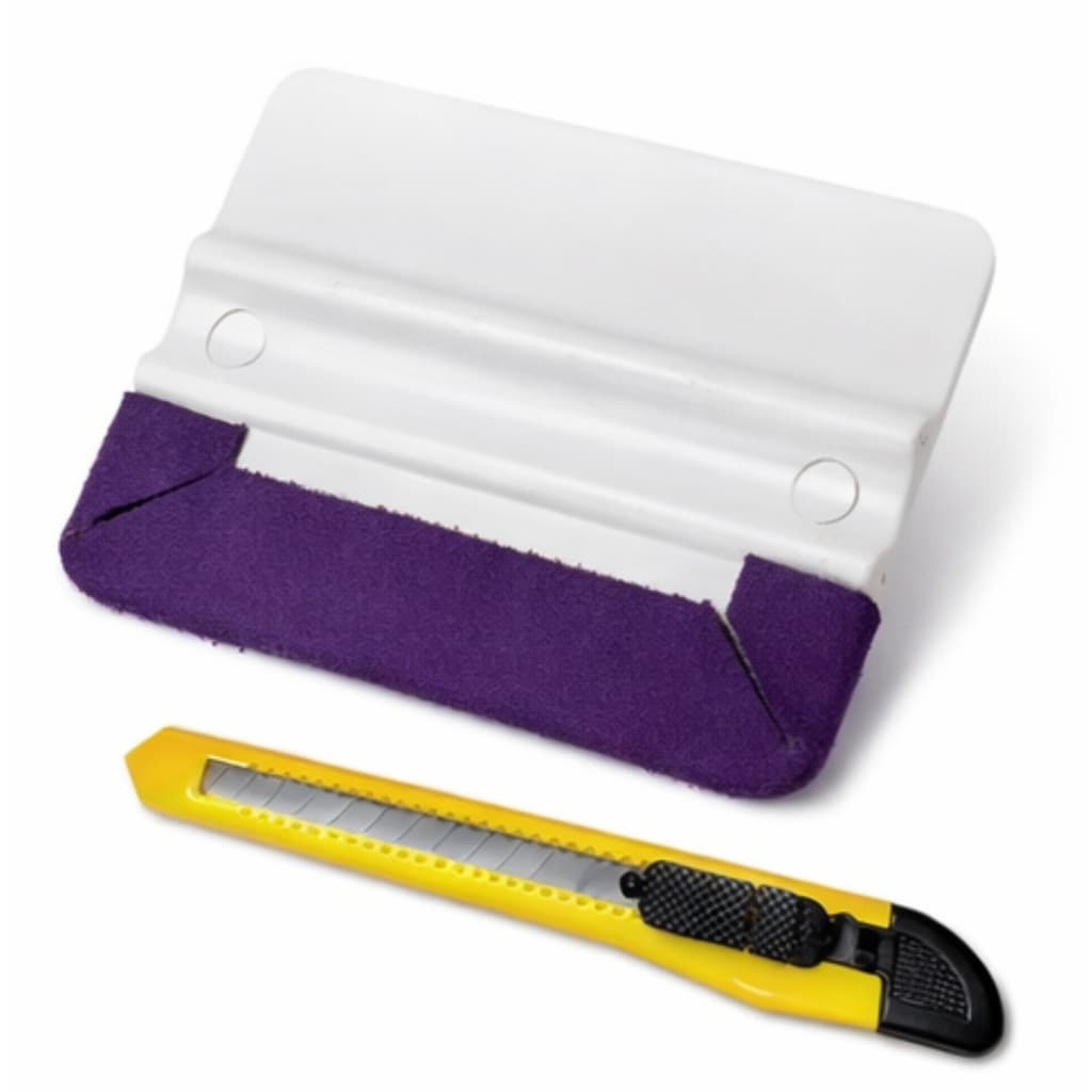 Kit Aplicação Adesivos Espátula Silicone e Estilete Profissional