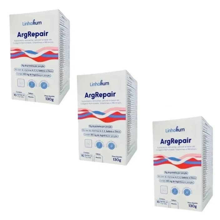 Kit 3 Suplemento Argrepair 13g Cicatrização Pré-op 10 Sachês