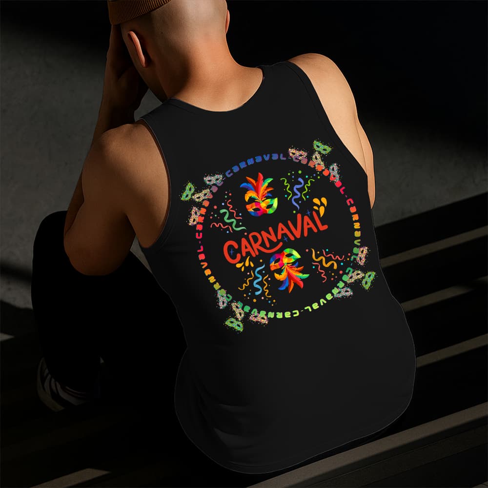Camiseta Regata Masculina Estampa Carnaval 100% Algodão Estilo Conforto Diário Do Tamanho P ao GG
