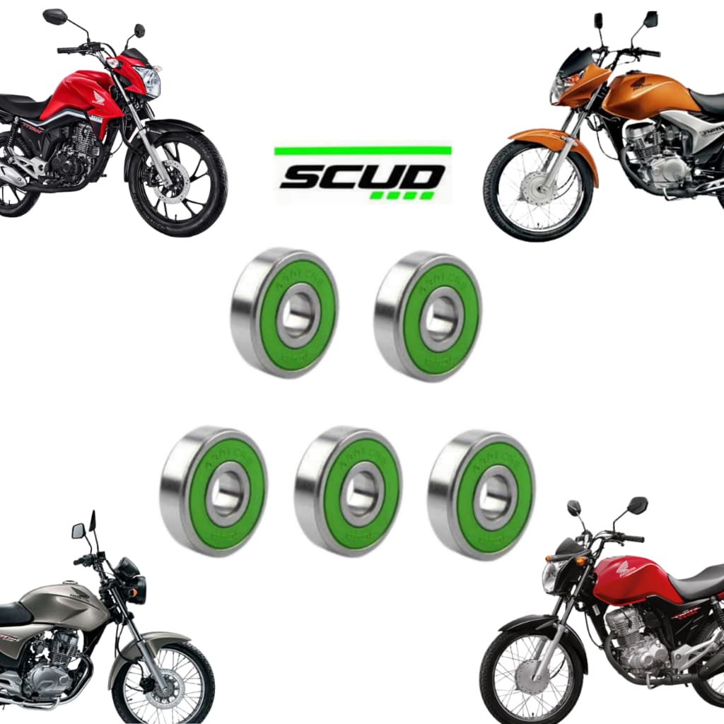 Kit 5 Rolamentos Roda Dianteira e Traseira Titan150 Titan160 Fan150 Fan160 Start150 Start160 Scud