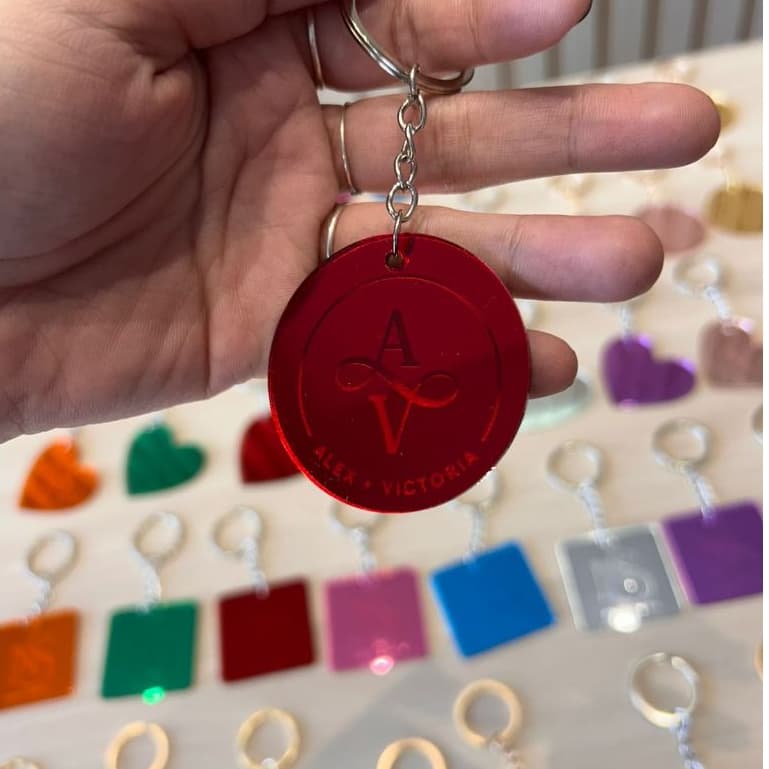 Chaveiro Personalizado Acrílico Quadrado Espelhado com Nome/Logomarca/Personalizado