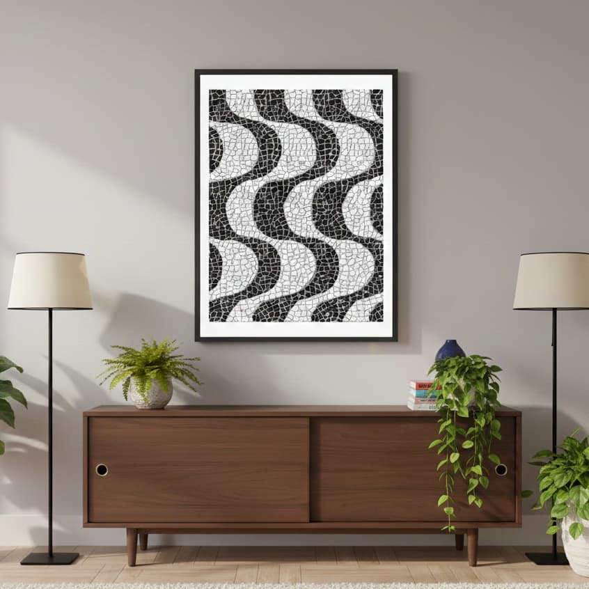 Quadro Decorativo Calçada Copacabana Moldura Caixa TokQuadros