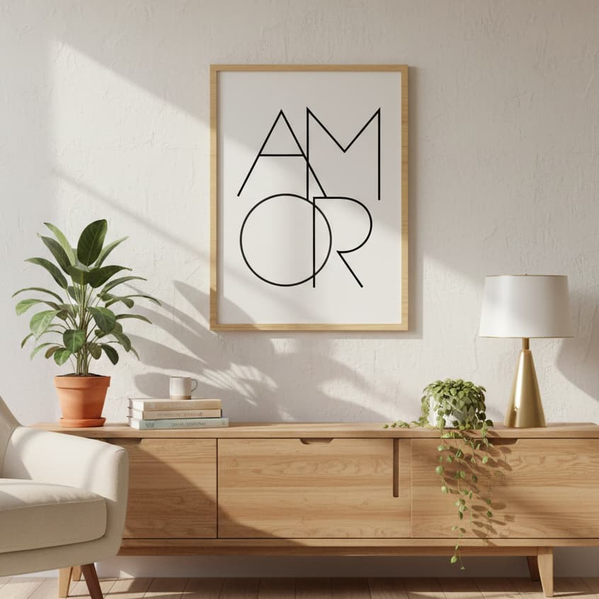 Quadro Decorativo AMOR Minimalista Moldura Caixa TokQuadros