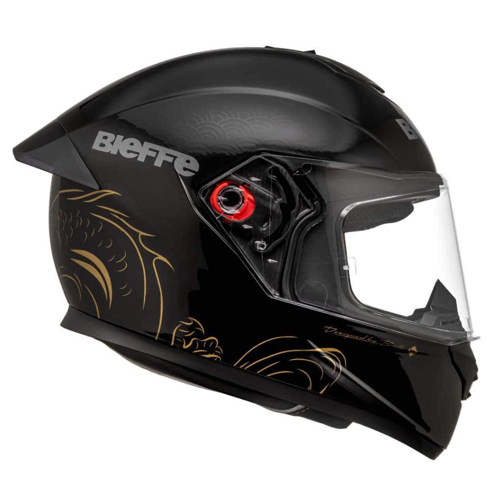 Capacete Moto Fechado Bieffe B12 Imperium Cor Preto Com Dourado Conforto Unissex - Viseira Cristal