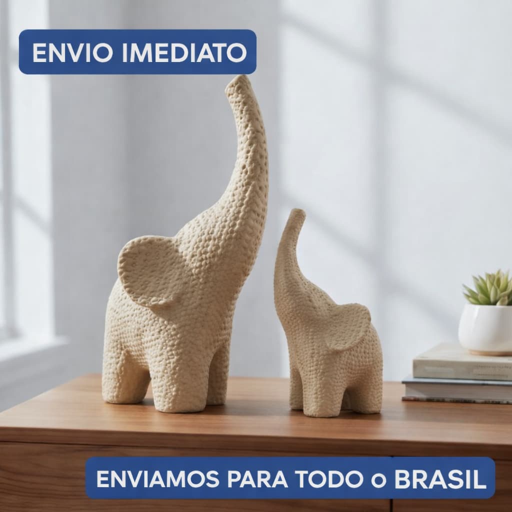 Elefantes Decorativos Efeito Crochê Beges – Design Moderno | Presente Artesanal