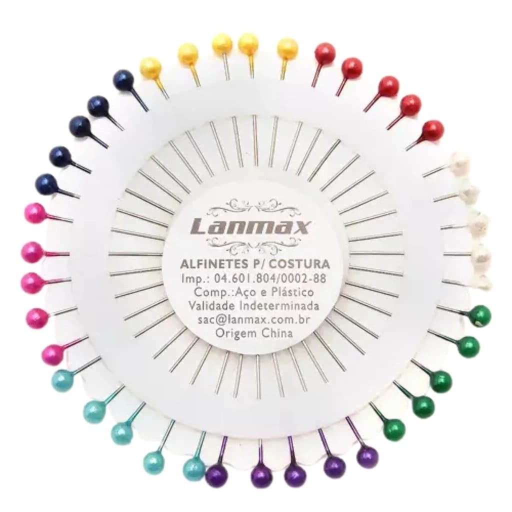 Alfinete de Costura Artesanato Cabeça Colorida em Disco