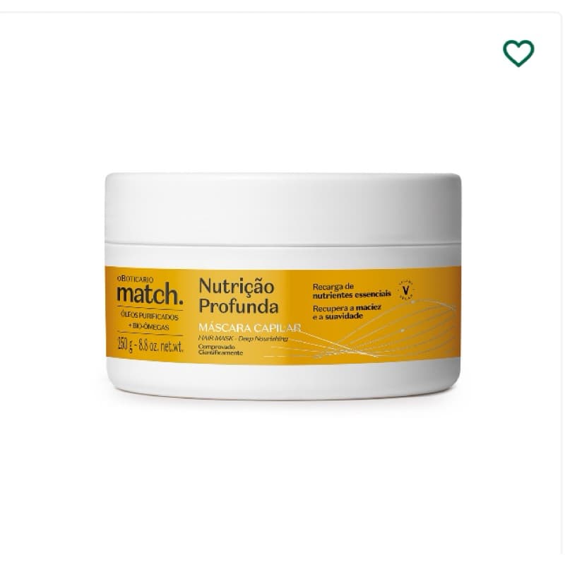 Match  Nutrição Profunda o Boticário Máscara e Óleo escolha