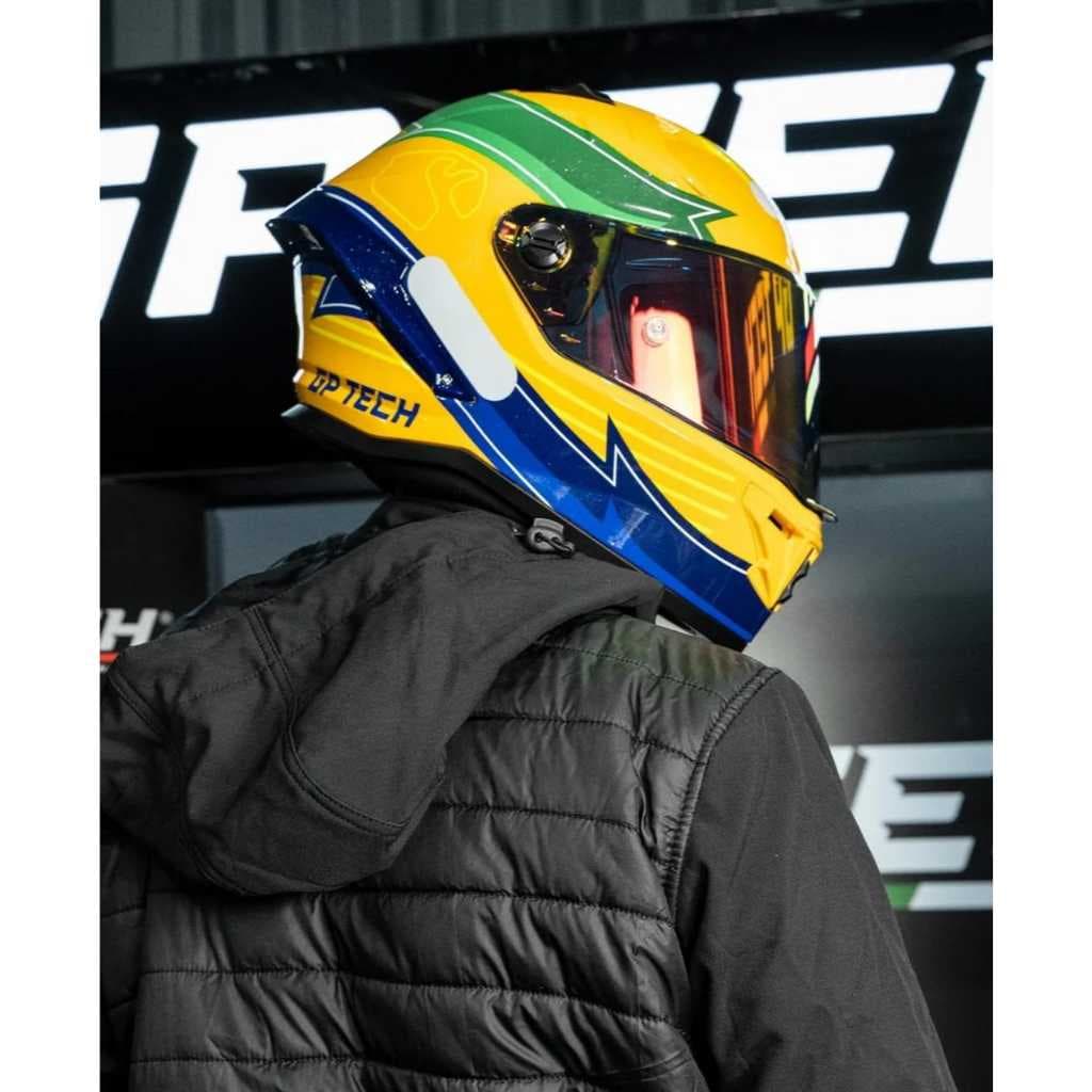 CAPACETE MOTO GP TECH PILOT CIRCUIT INTERLAGOS CORRIDA F1 GP BRAZIL SENNA AMARELO ESPORTIVO DIOGO