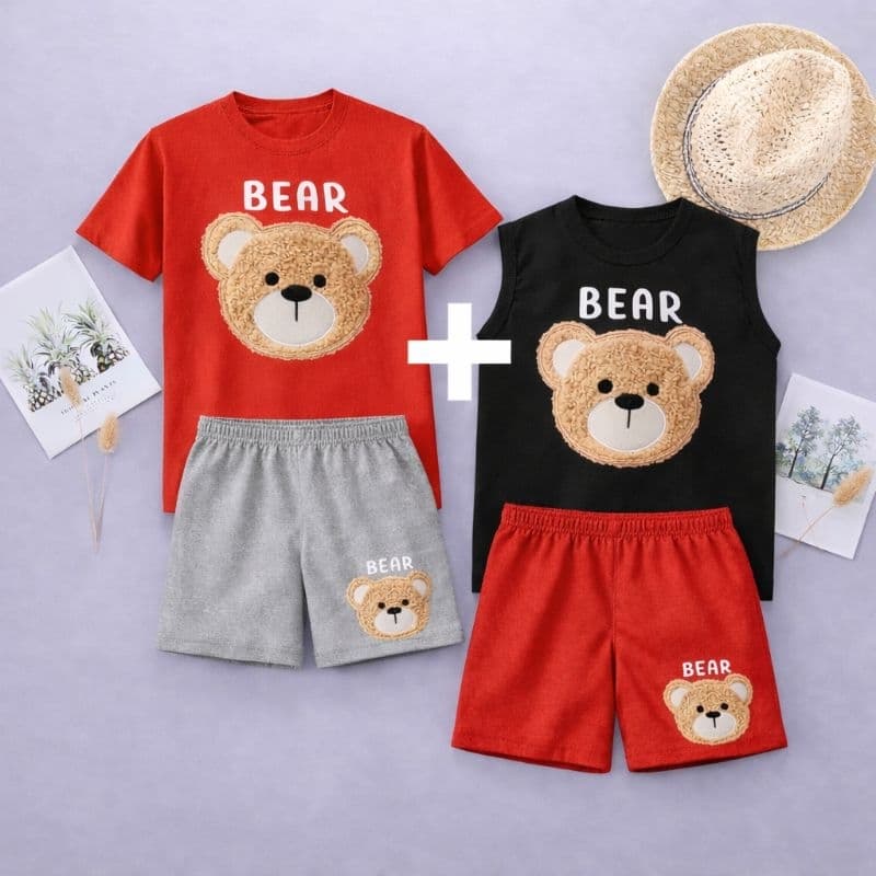 Kit 2 peças infantil look menino para sair estilo único regata e bermuda