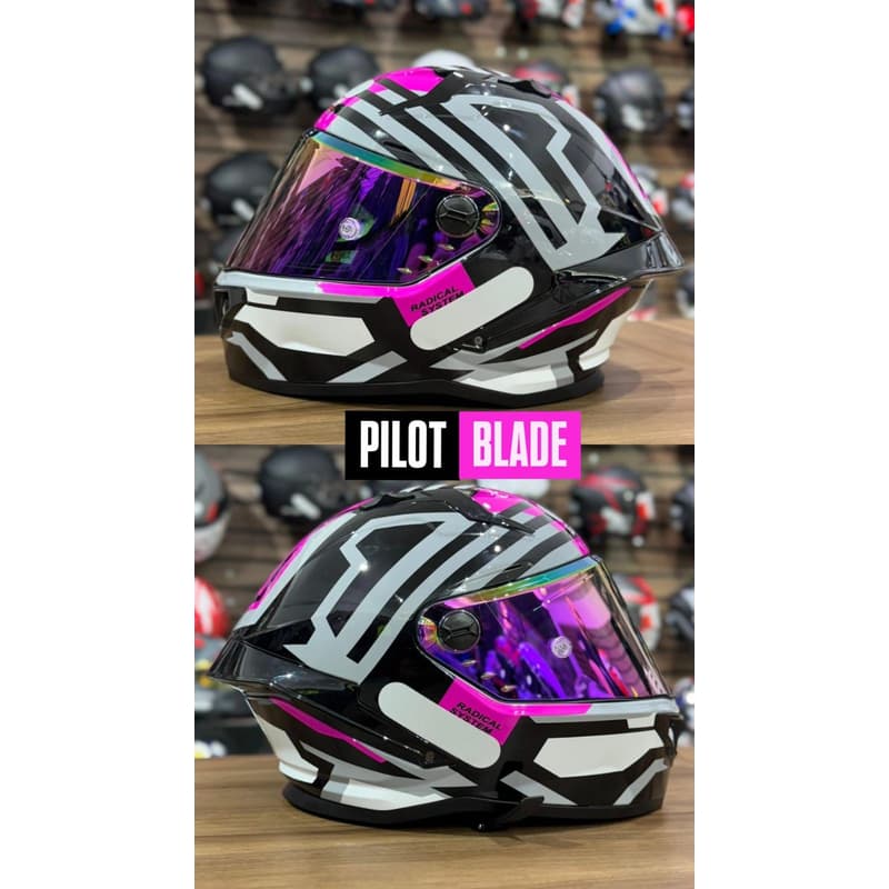 CAPACETE MOTO FEMININO GP TECH PILOT BLADE ROSA E PRETO FECHADO ESPORTIVO 56 MOTOCICLISTA