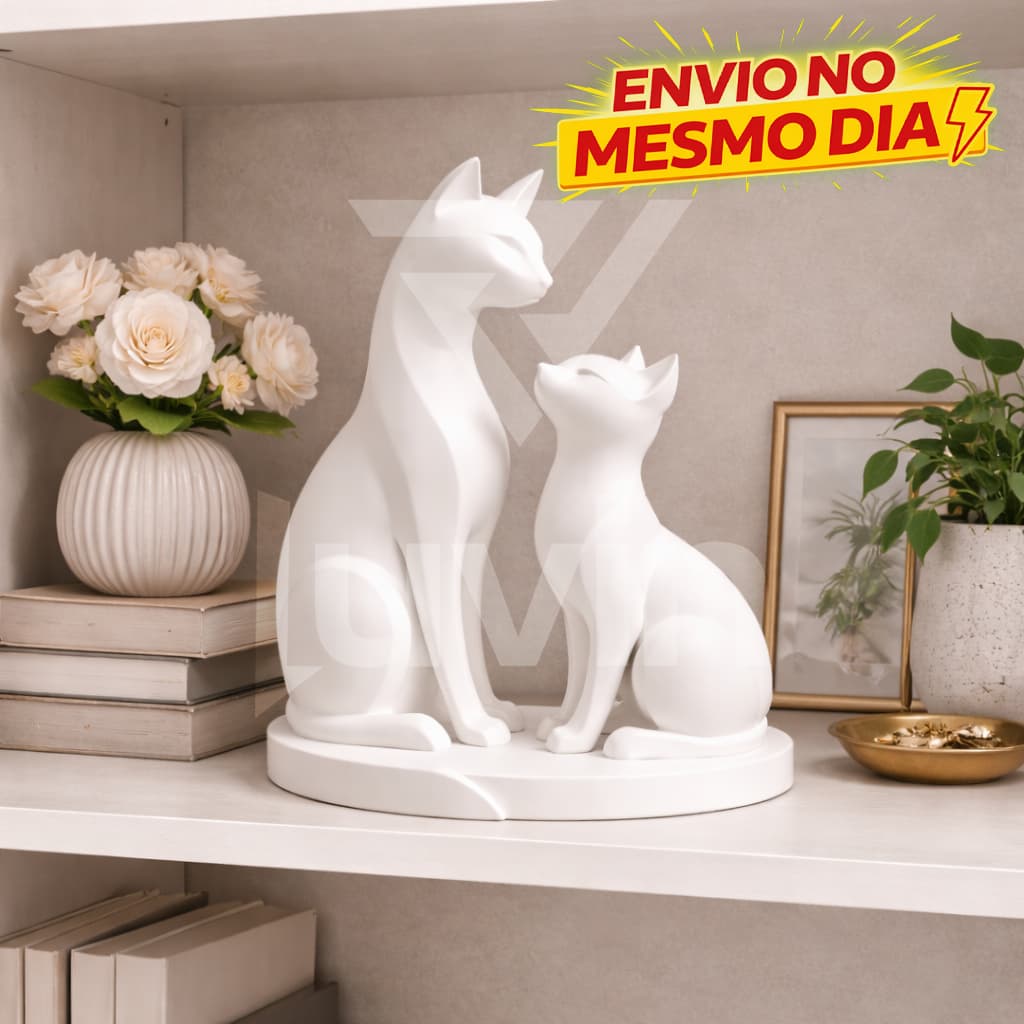 kit Escultura Decorativa Gatos Modernos – Família Gatos Minimalista para Decoração