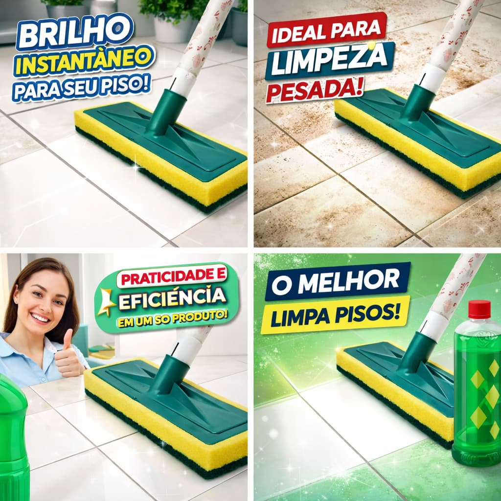Kit Refil Rodo Esponja Abrasiva Limpa Azulejo Esponja de limpeza Piso Banheiro Cozinha Tamanho grande COM CABO