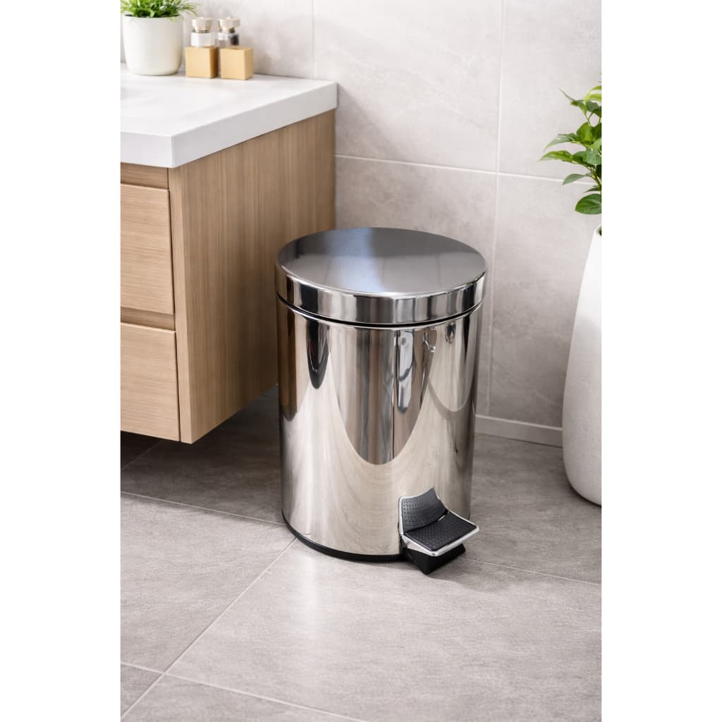Lixeira Inox 3 Litros Pedal Recipiente Interno Removível Residencial Cozinha Banheiro