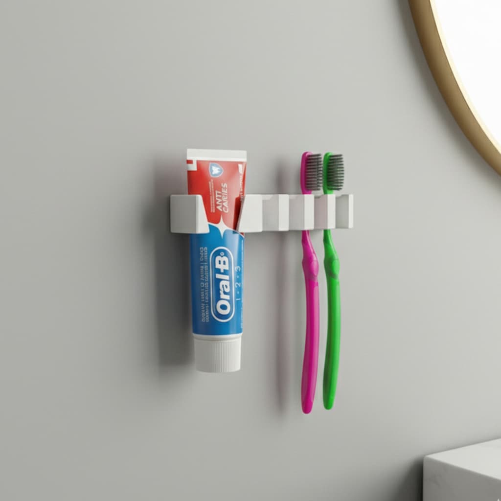Suporte para Escovas e Pasta de Dente Resistente Com fita Dupla Face