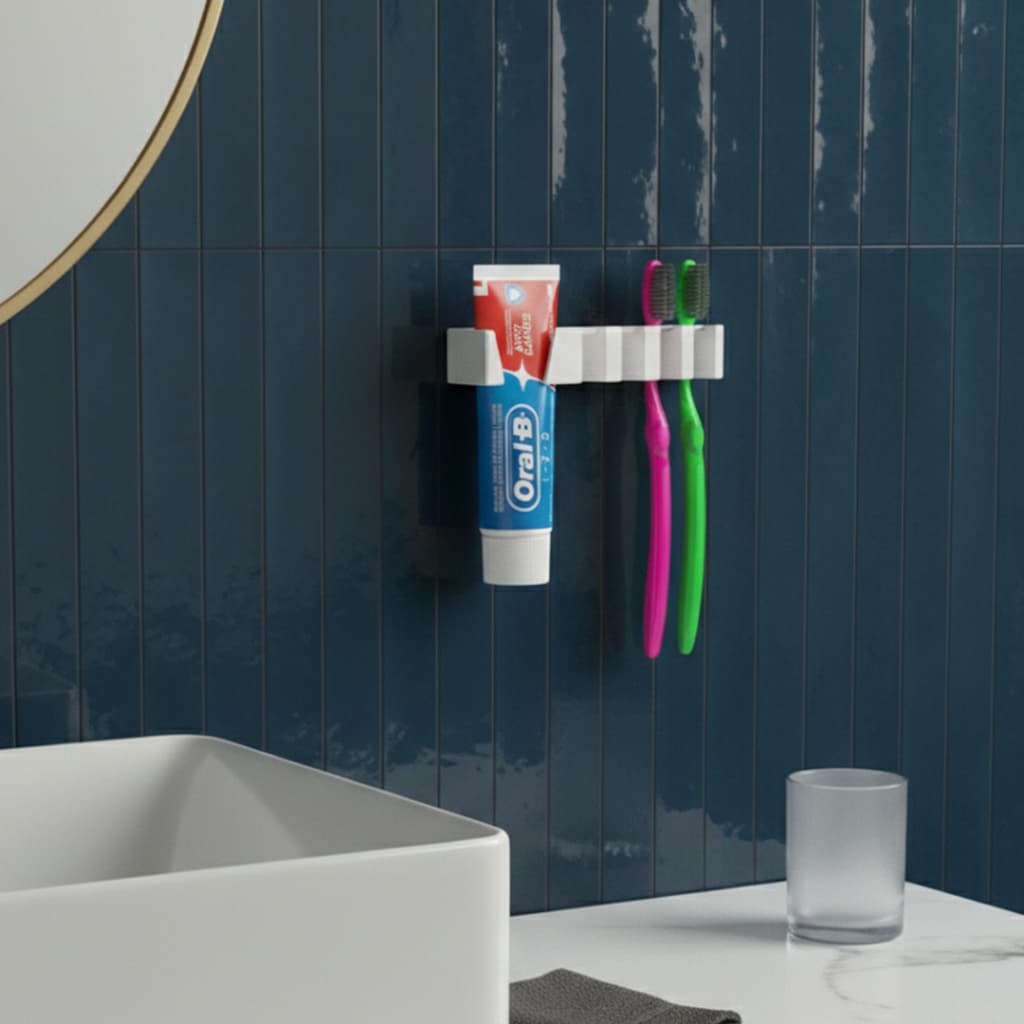 Suporte para Escovas de Dente e Pasta - Resistente Com fita Dupla Face