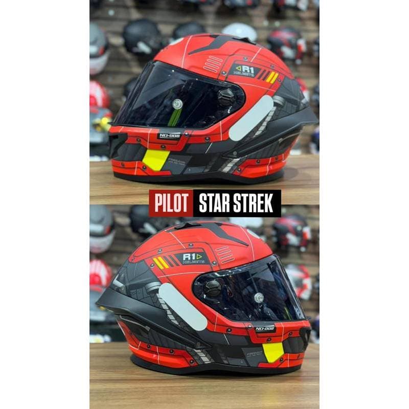 CAPACETE GP TECH PILOT STAR TREK FOSCO VERMELHO MOTOCICLISTA MOTO ESPORTIVO MOTOQUEIRO CASCO ABS