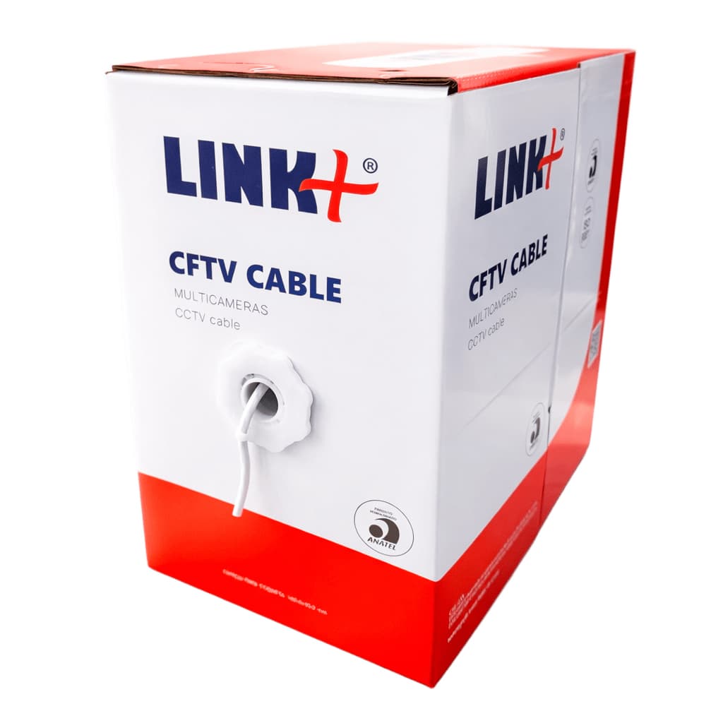 Cabo De Rede de Cftv Certificado 305m Branco Homologado Anatel - LINK+