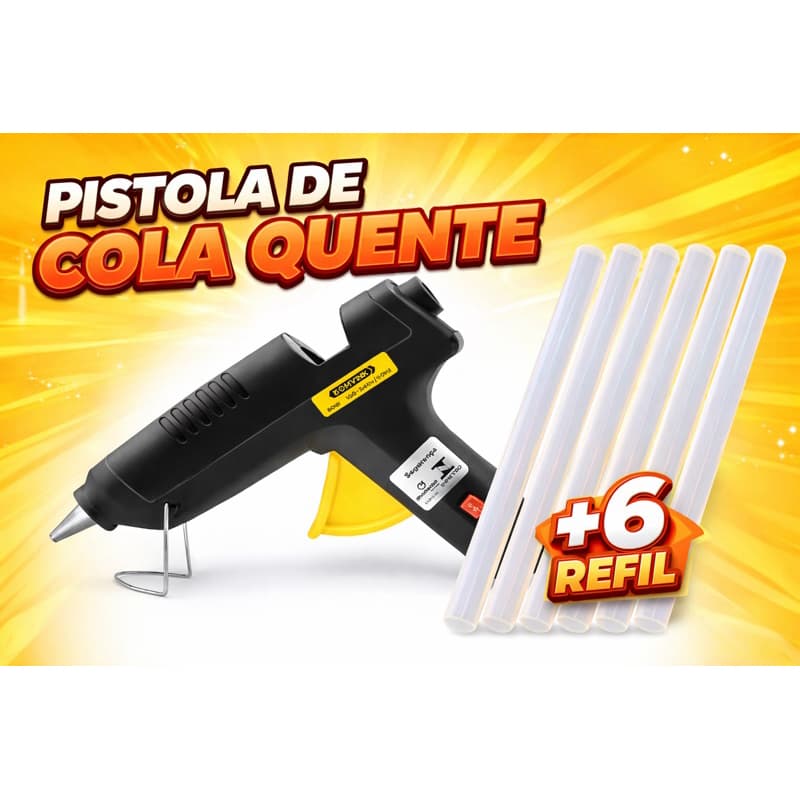 🛠️ Pistola de Cola Quente 60W + 6 Refil – Potente, Segura e Profissional