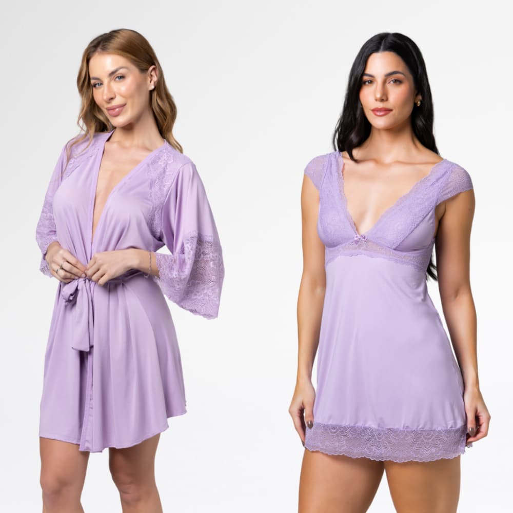 Kit Robe Curto Luxo Renda + Camisola Curta Luxo em Renda | Elegância, Conforto e Sensualidade.