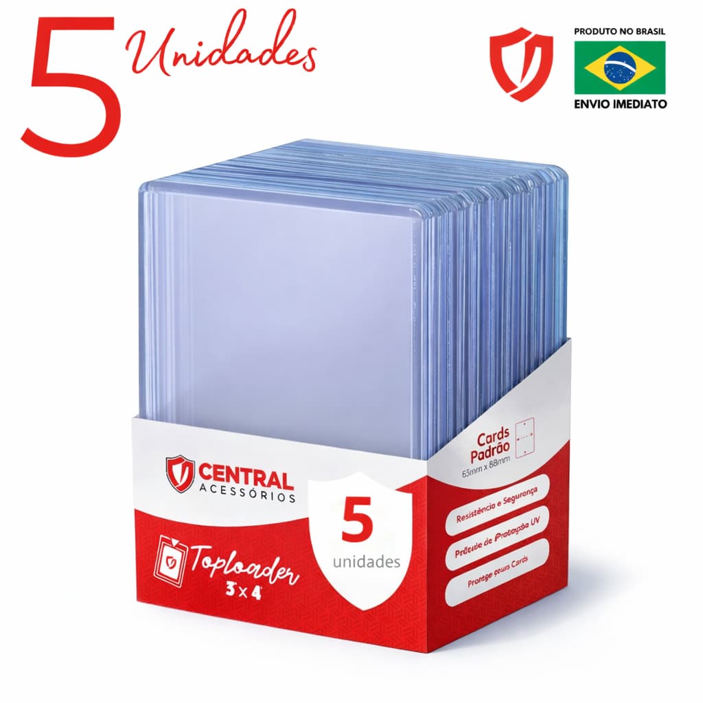 5 Unidades Toploader Rígido Transparente Central 3x4 78 x 102mm K-Pop | Pokémon | Cardgame Yu-Gi-Oh!