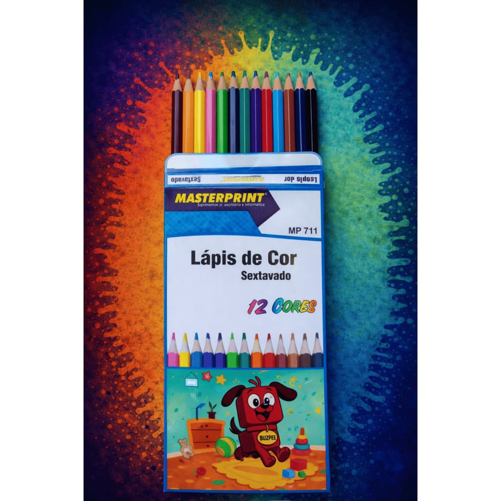 LÁPIS DE COR SEXTAVADO 12 CORES - MASTERPRINT