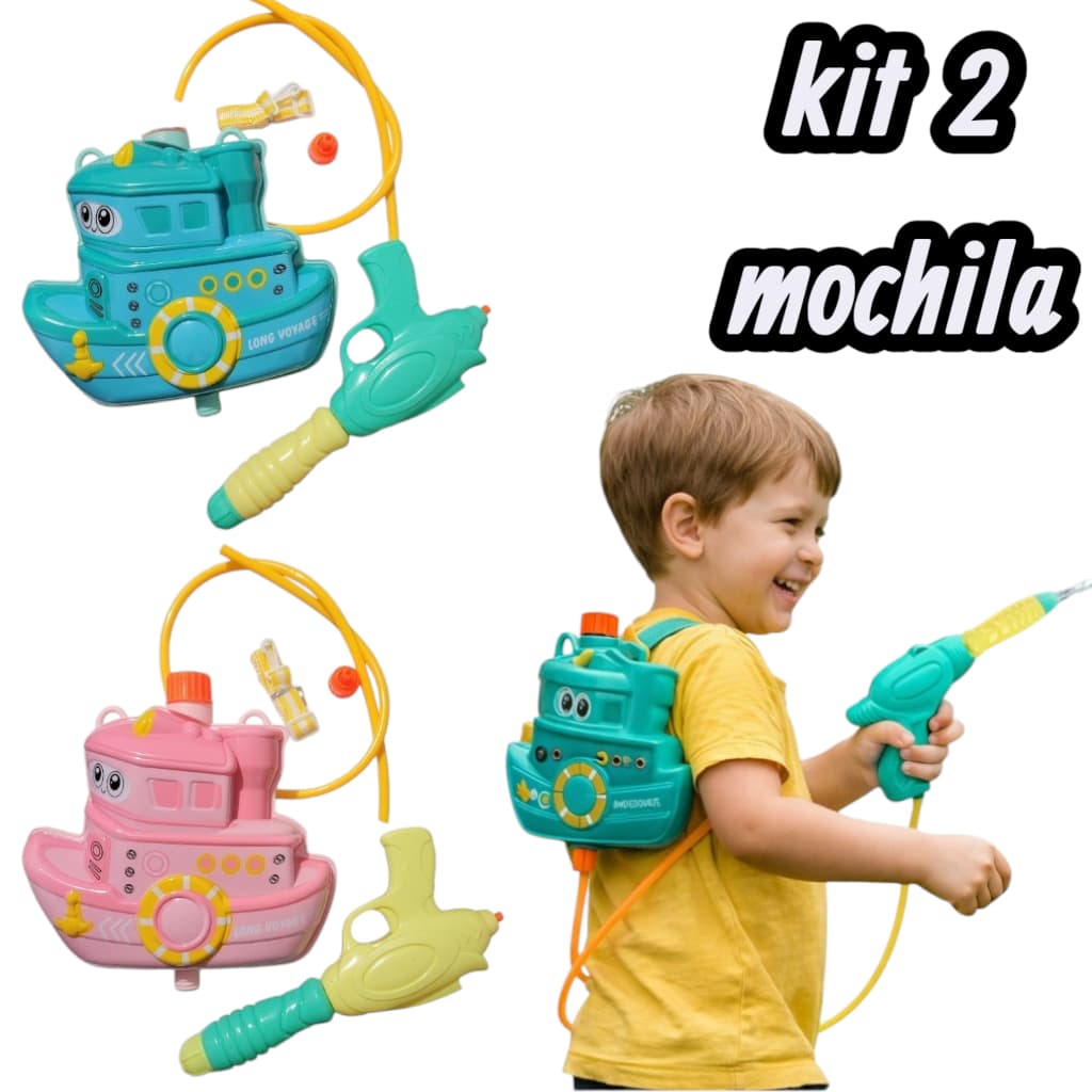 kit  2 Arma de Água Brinquedo Mochila Lança Água Crianças Piscina- praia- verão Brinquedos com água Lançador de água