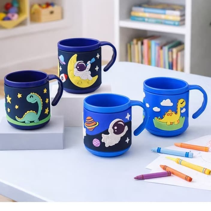 Caneca Infantil emborrachada 250ml - Crianças- menino-menina-escola-creche