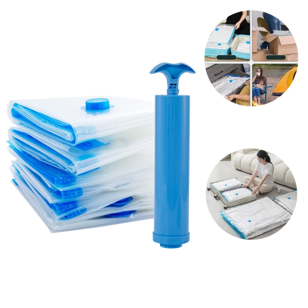 Kit 5 pcs Saco à Vácuo COM para Guarda Roupa Organização Mala Viagem Limpeza