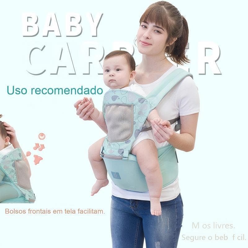 Canguru Carregador de Bebê Ergonômico com Assento (Hip Seat) Multi-posições Ajustável e Respirável