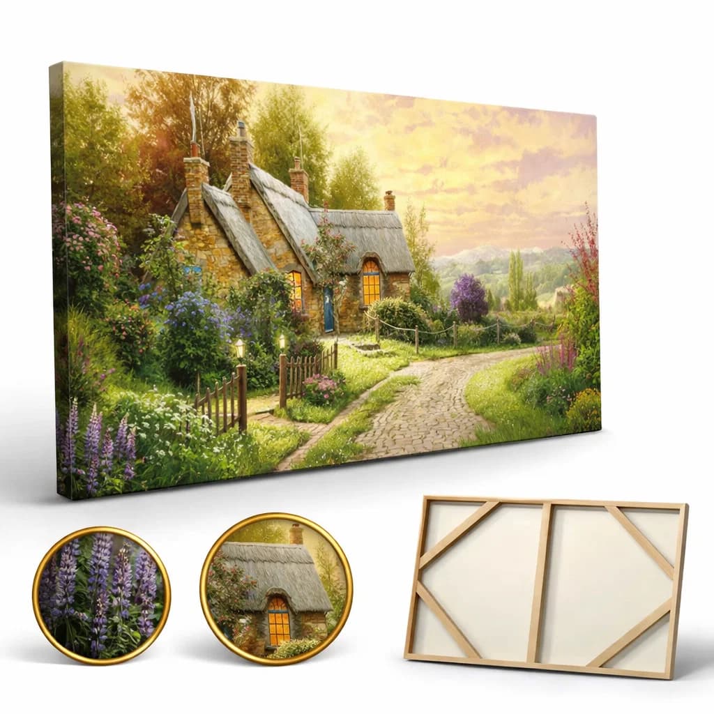Quadro Fazenda Decoração Casa Jardim Borda Infinita Tela Campo Rural Natureza Verde Paisagem Flores