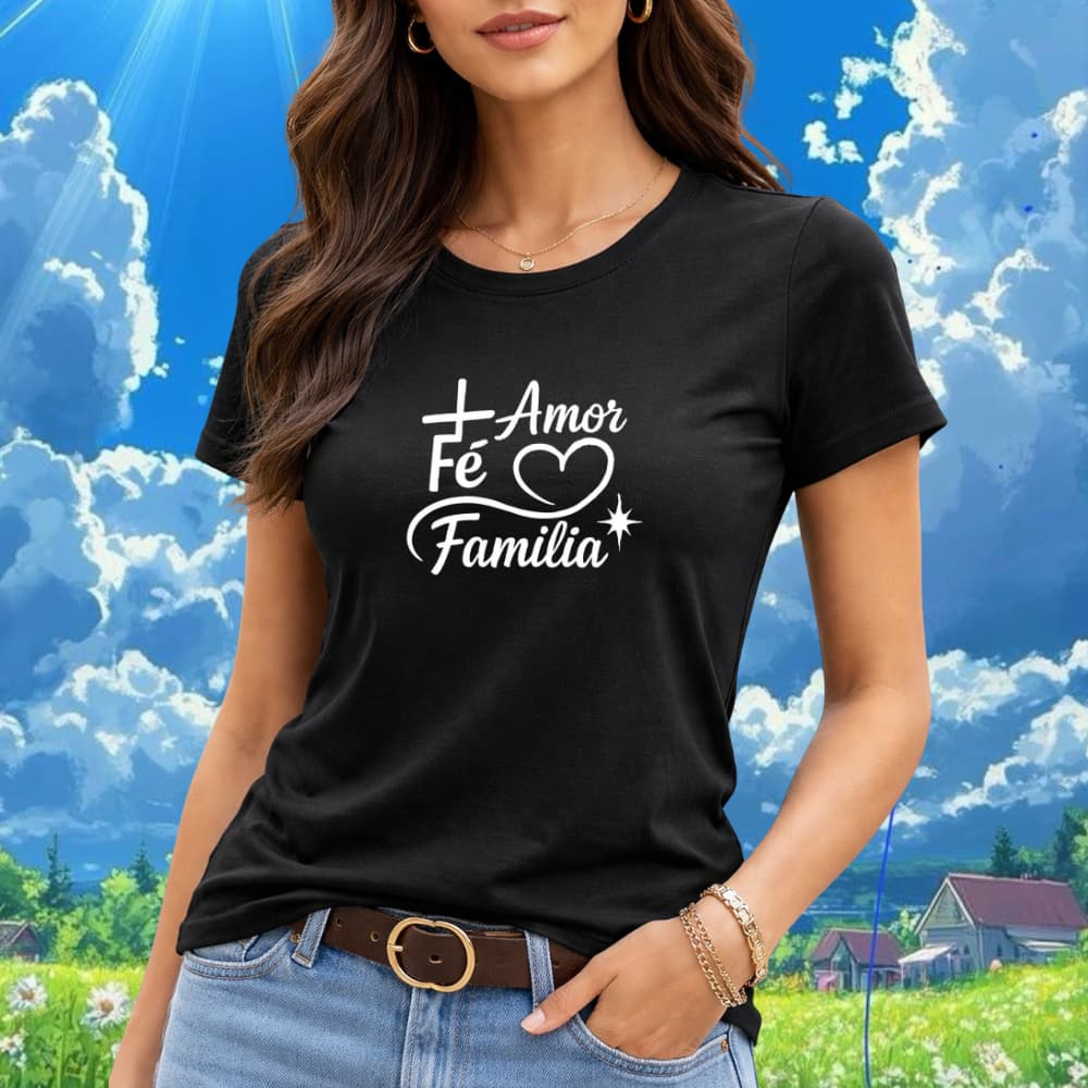 Camisa Camiseta Amor Fé Família Malha Premium 30.1 Lançamento Novidade