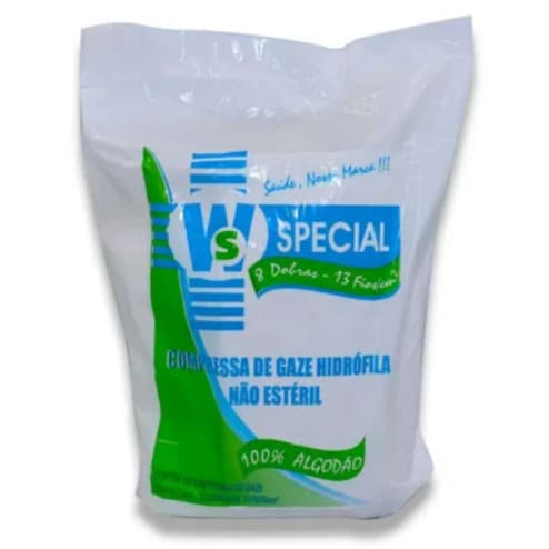 KIT Pacote Compressa de Gaze 9 Fios Hidrófila 7,5 x 7,5 200G 100% algodão