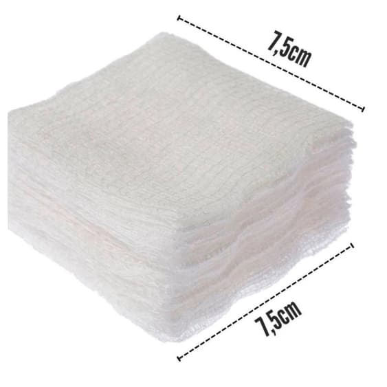 Kit 240g Compressa de Gaze 7,5x7,5cm 100% Algodão – Cirúrgica, Macia e Super Absorvente