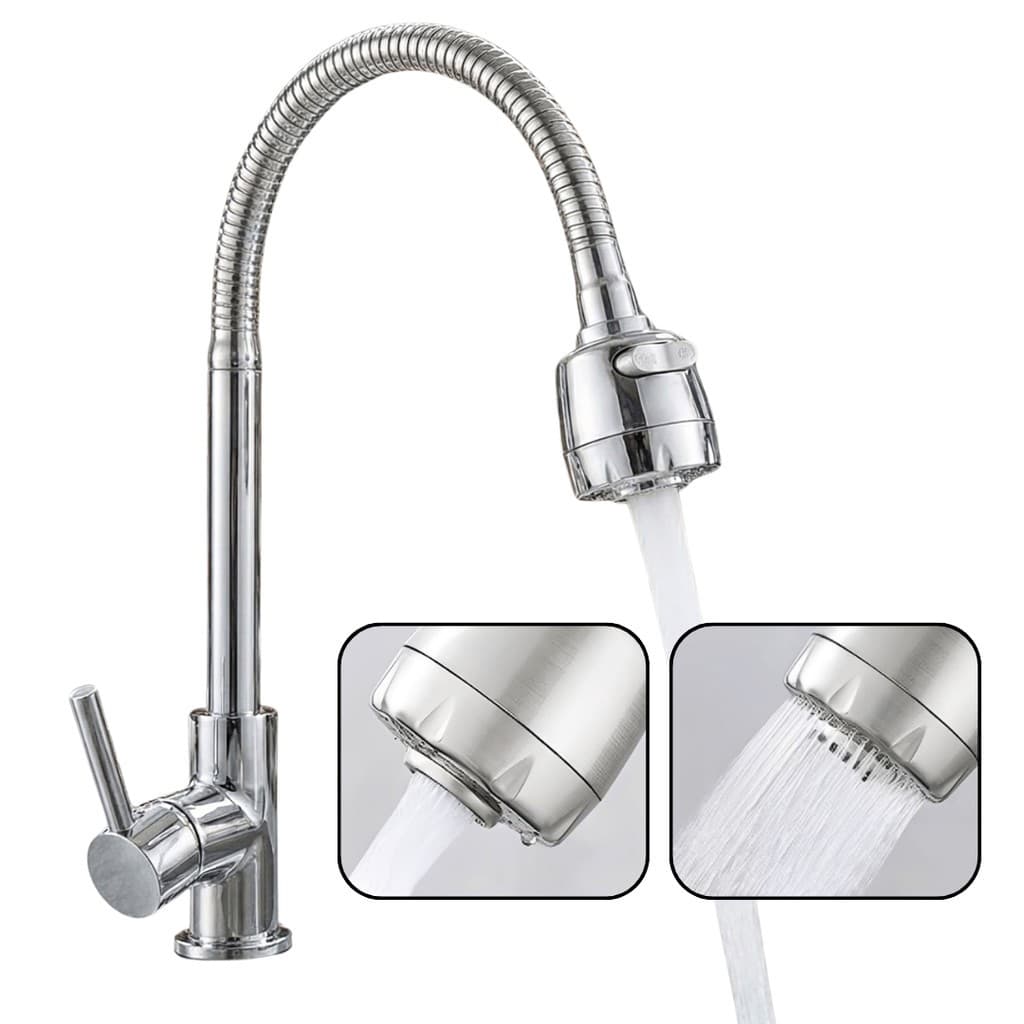 Torneira Gourmet  Cozinha Flexível  Bancada Mesa  com Chuveirinho Duplo Jato Cone Inox Luxo Metal Gourmet
