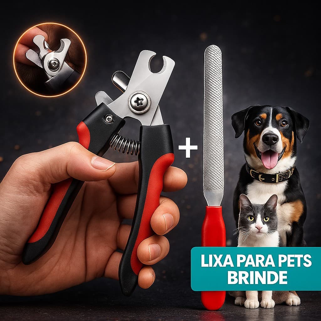 Kit Cortador Alicate + Lixa De Unha Gatos E Cães Grande e médio Porte Alicate Cortador de Unha Pet para Cachorro Higiene