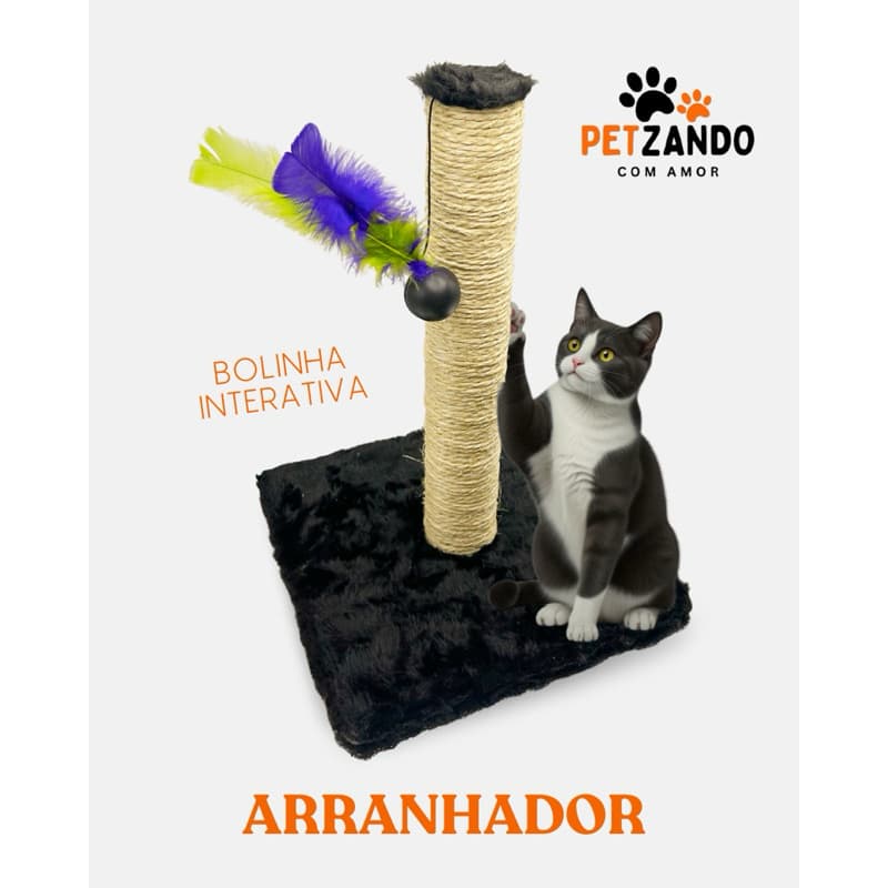 Arranhador para Gatos Vertical em Sisal 1 Base com Brinquedo Anti Estresse