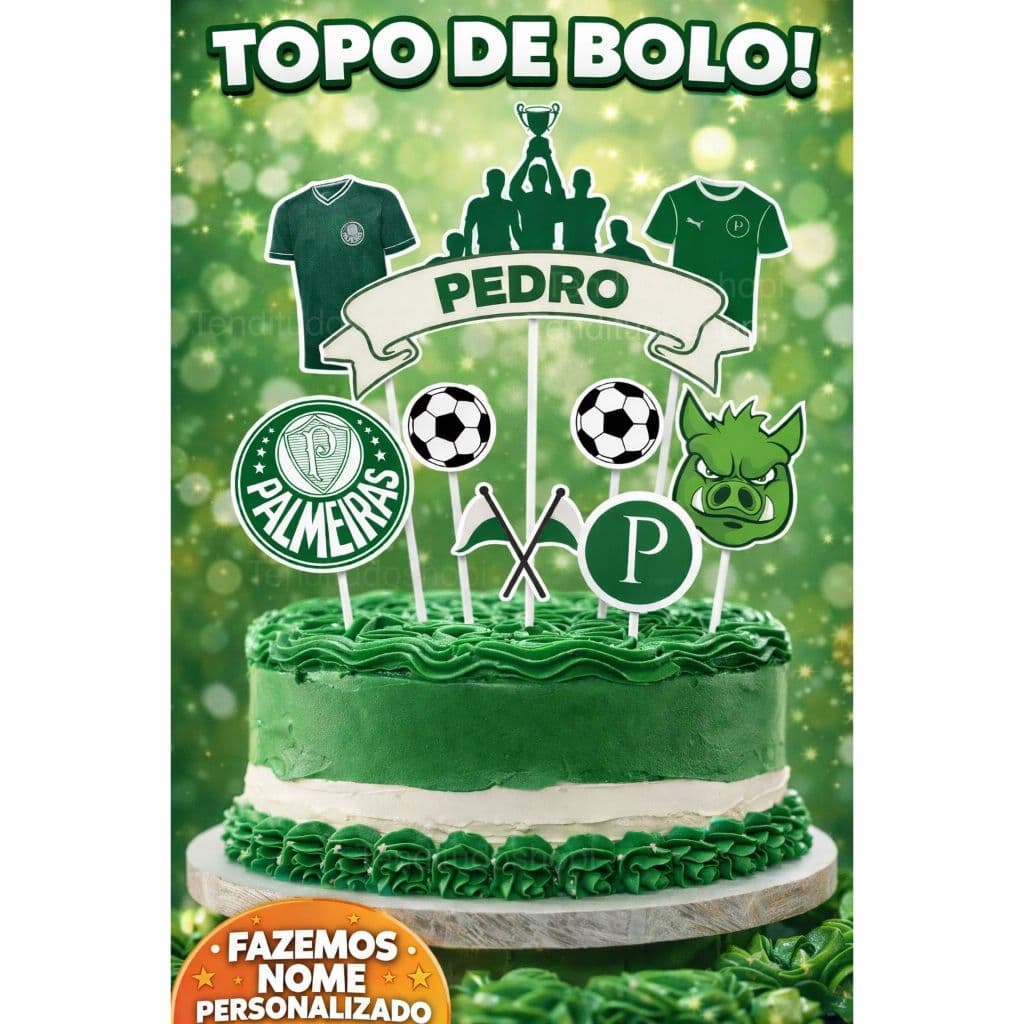 Topo de bolo Palmeiras personalizado