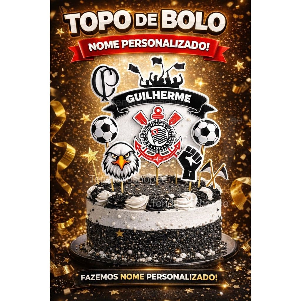 Topo de bolo Corinthians personalizado