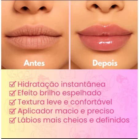 Lip Gloss Moist Hello Kitty /stitch/ LABOBO WardBeauty - Cores Sortidas! Brilho Labial Giratório e D