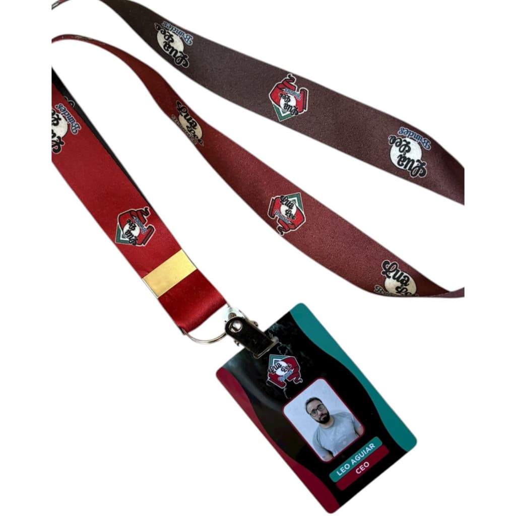 6 Crachás em PVC + Cordões Personalizados 20mm e Porta Crachá