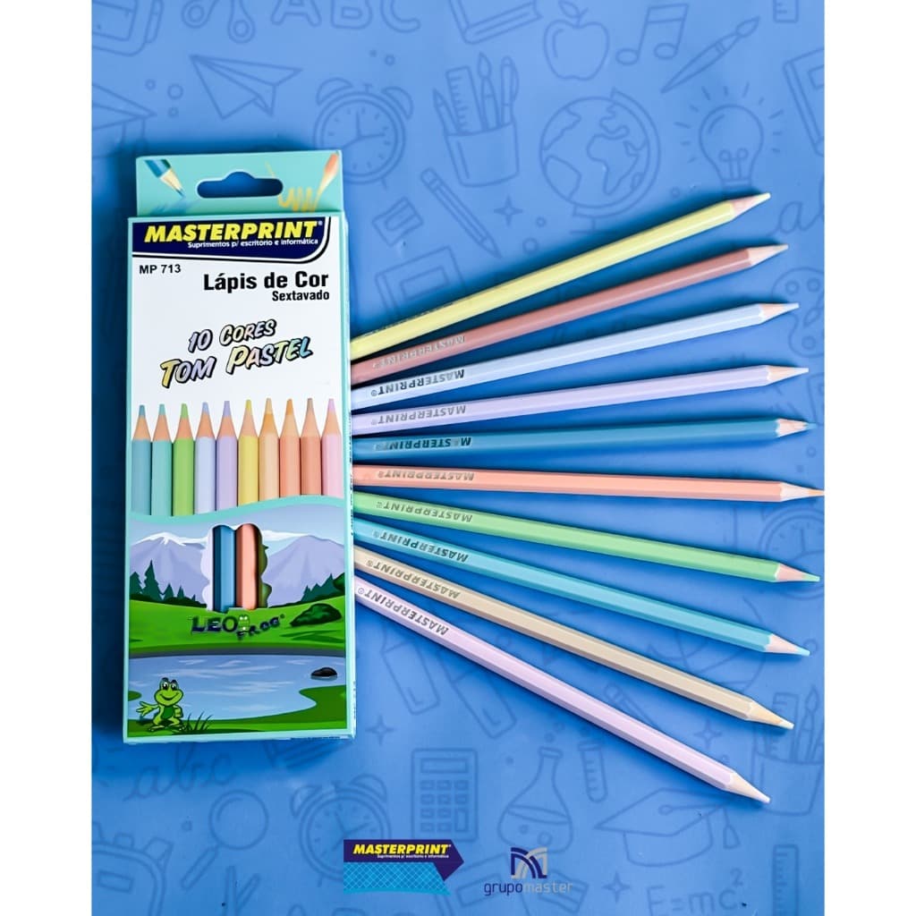 LÁPIS DE COR 10 CORES TOM PASTEL - MASTERPRINT