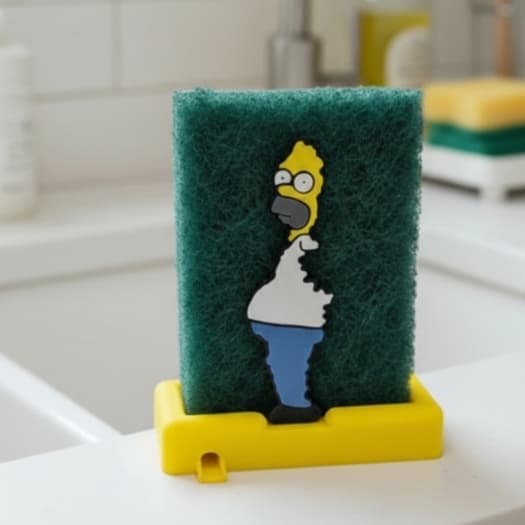 Suporte para Bucha de Cozinha – Tema Homer Simpson | Decoração, Miniatura e Presente