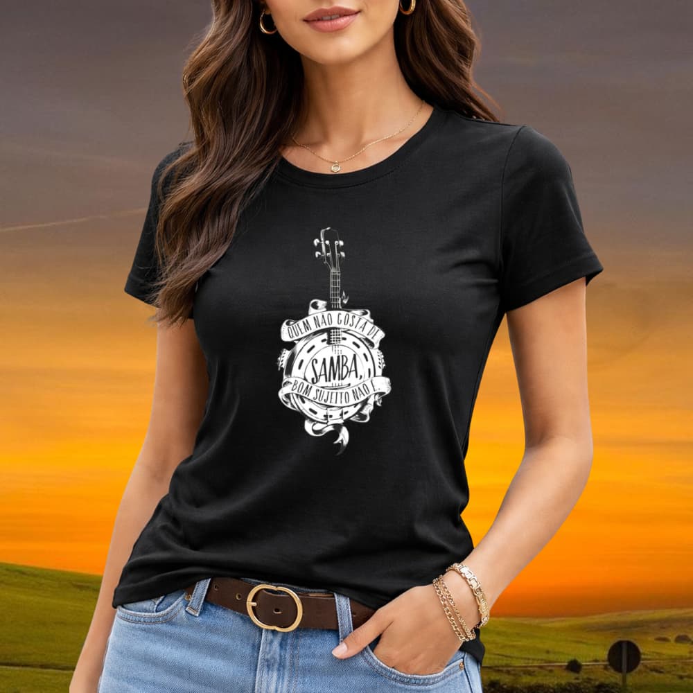 Camiseta Frase Quem Não Gosta de Samba Bom Sujeito Não É Malha Algodão 30.1